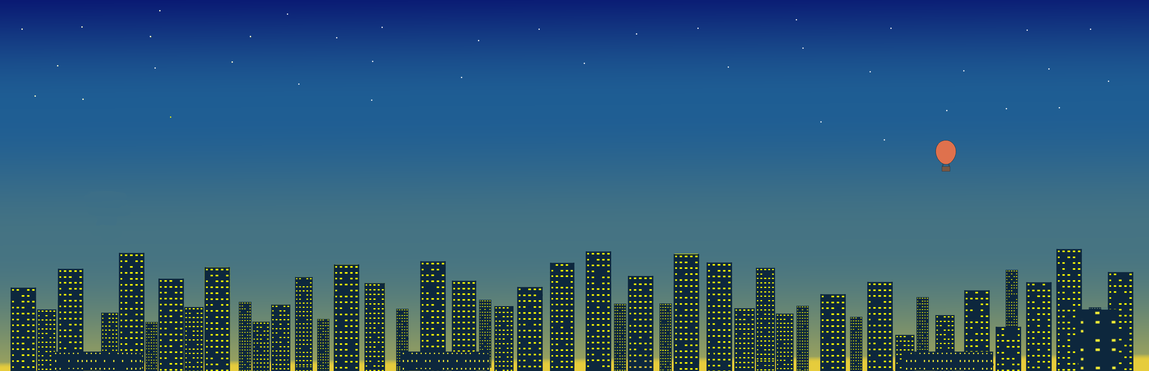 A colorful scene from Our Digital Society with an orange balloon